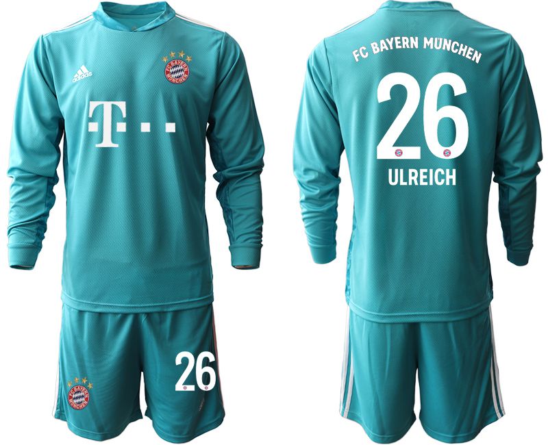 Men 2020-2021 club Bayern Munich lake blue long sleeve goalkeeper #26 Soccer Jerseys->bayern munich jersey->Soccer Club Jersey